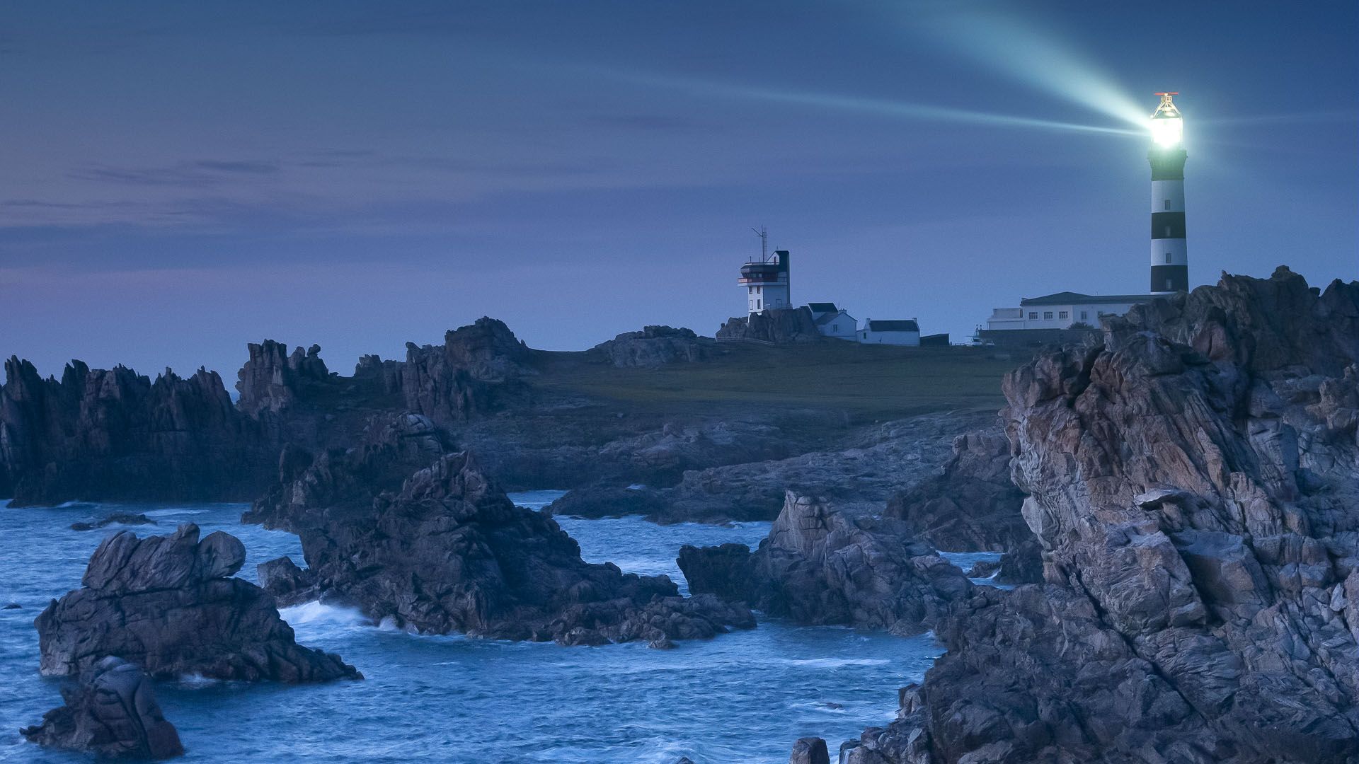 Lighthouse in Brittany by night