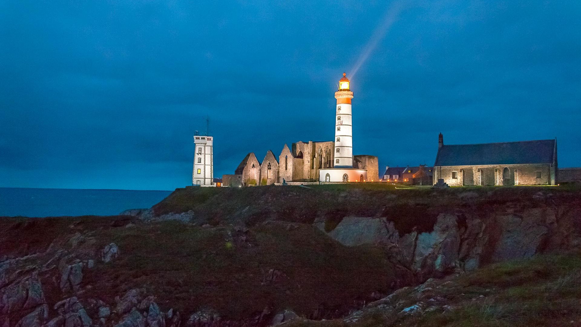 Lighthouse in Brittany by night