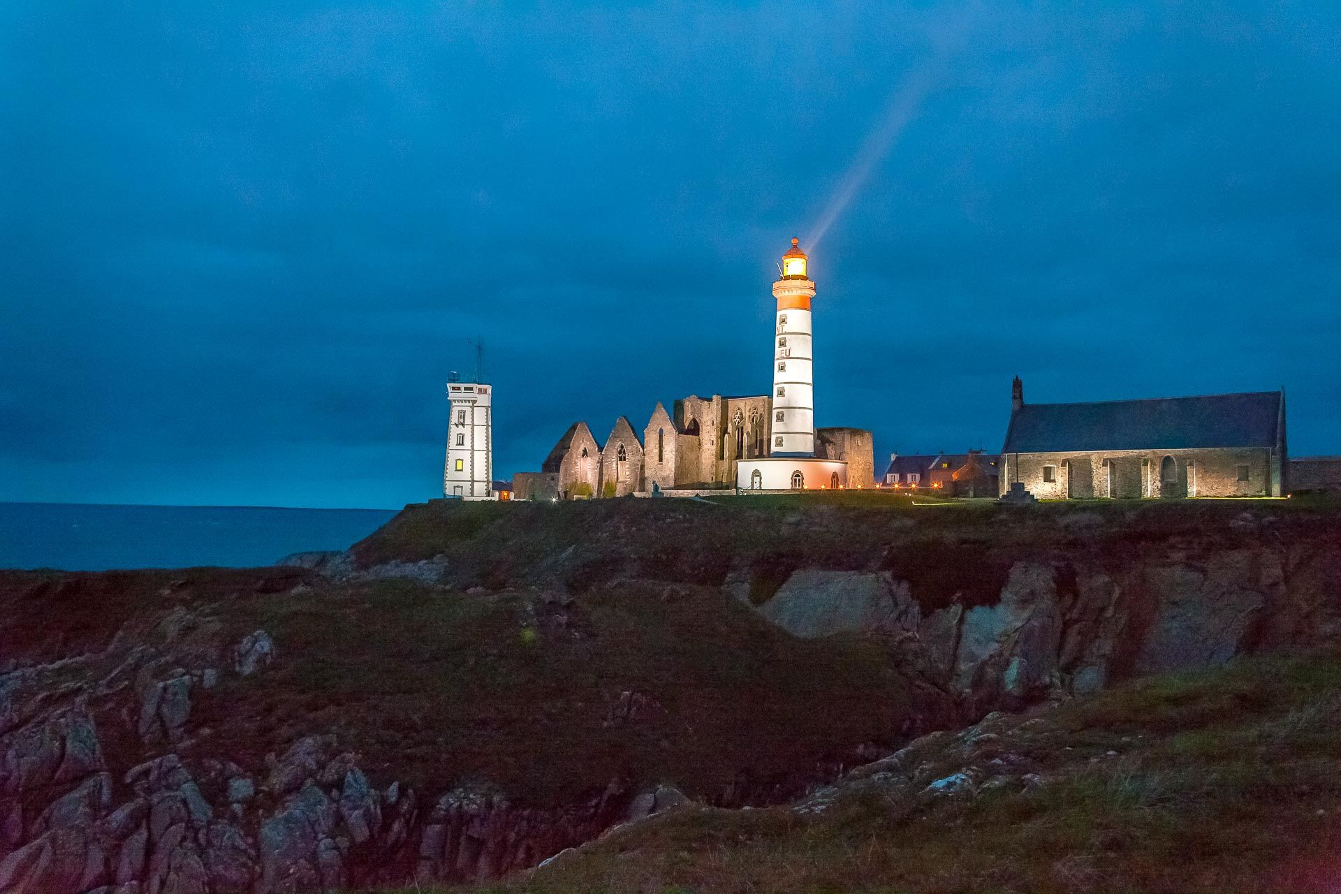 Lighthouse in Brittany by night